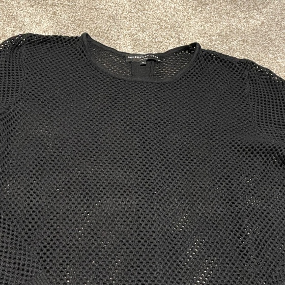 Generation Love Black Open Knit Pullover Long Sleeve Sweater Size Medium - Picture 2 of 9